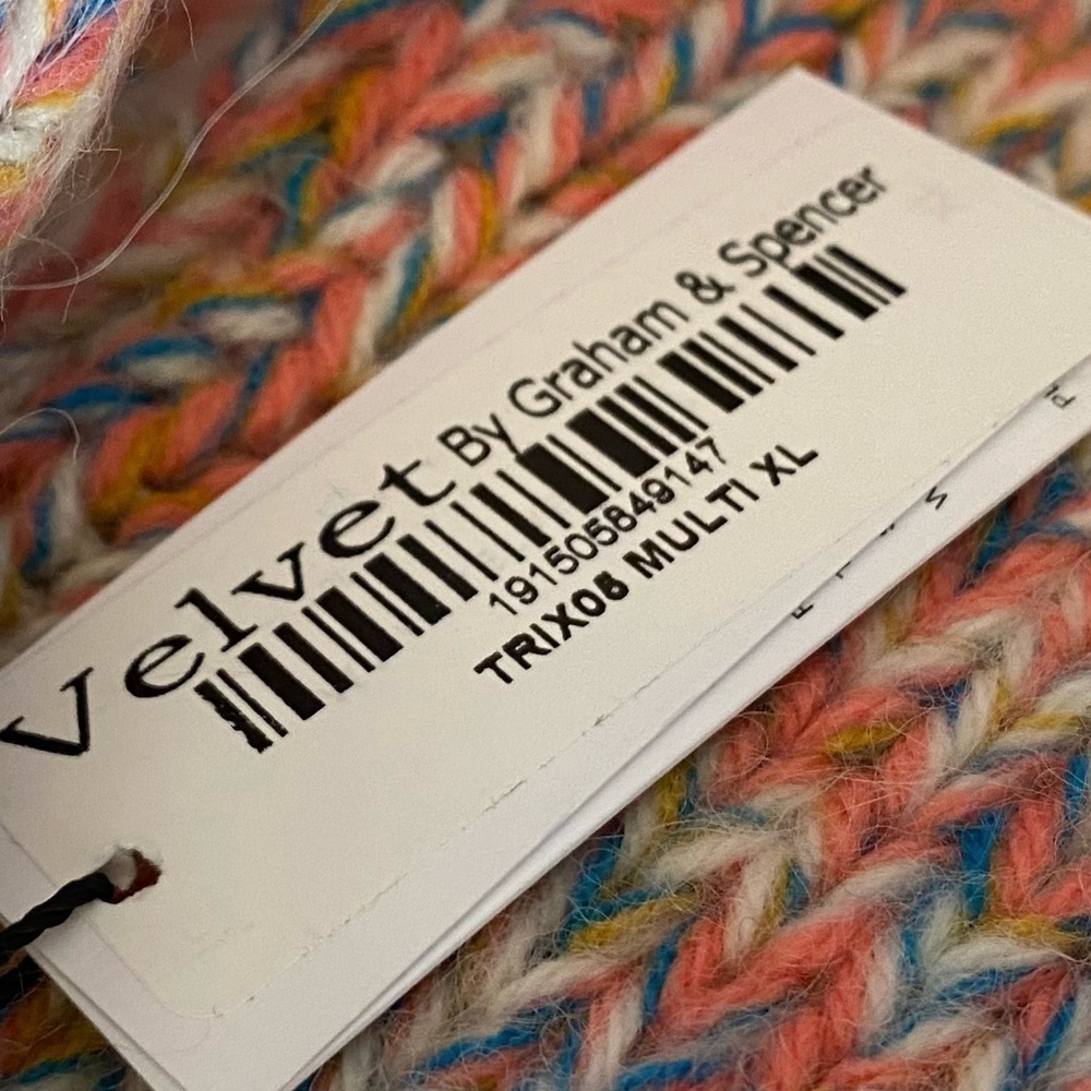 VELVET Drop Shoulder Wool Blend
Sweater Multi-color Pink Size XL New with tags - Picture 8 of 10